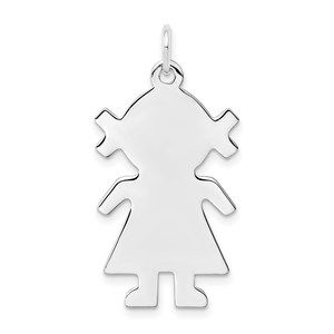 925 Sterling Silver Eng. Girl Front/Satin Back Disc Charm Made to Order
